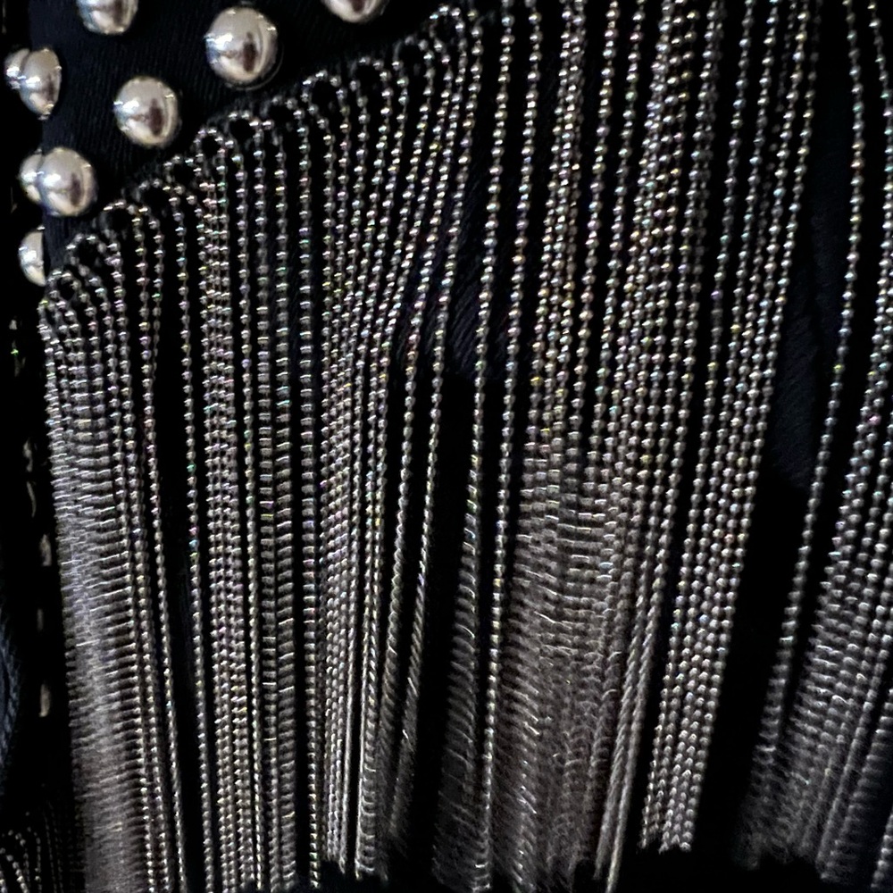 🔥One of a kind. RARE custom made Heavy Silver Studded Fringe Jacket🔥 - Picture 7 of 7